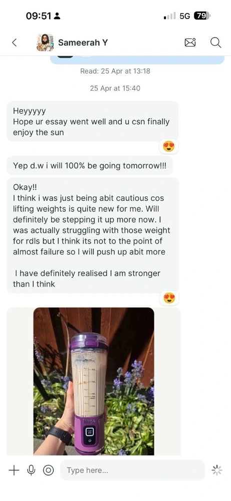 Client message about realising she is stronger than she thought