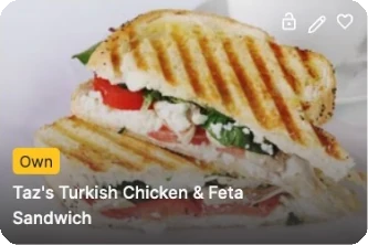 Recipe card from the app: Turkish chicken and feta sandwich